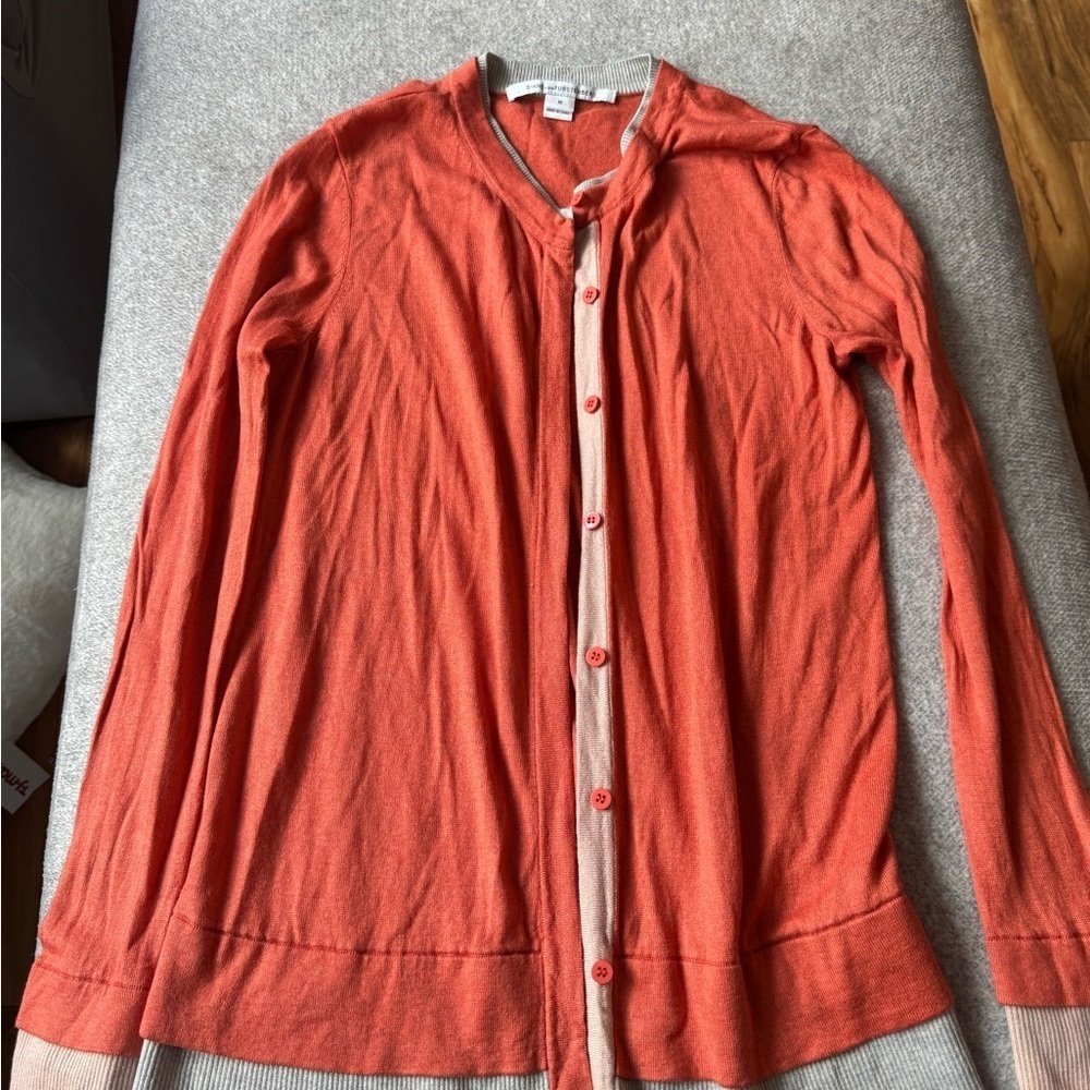 Diane Von Furstenberg Coral Silk/Cashmere Cardigan